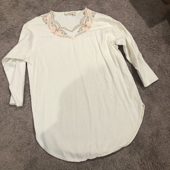 Victoria's Secret Dresses & Skirts - Victoria's Secret Gold Tag Vintage White Cream Embroidered Tunic Night Shirt